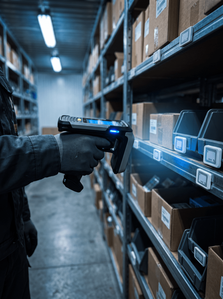 Photo — RFID handheld scanner in warehouse