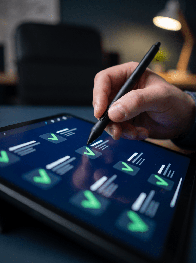 Photo — staff task checklist on tablet