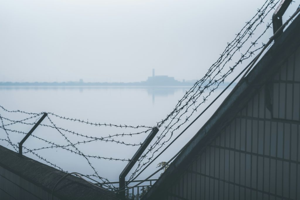 Illustration — warehouse perimeter security overlay