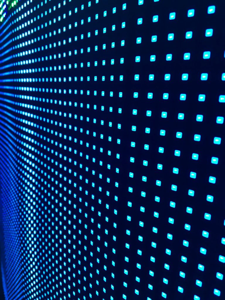 Abstract blue LED display wall (temporary stock photo)
